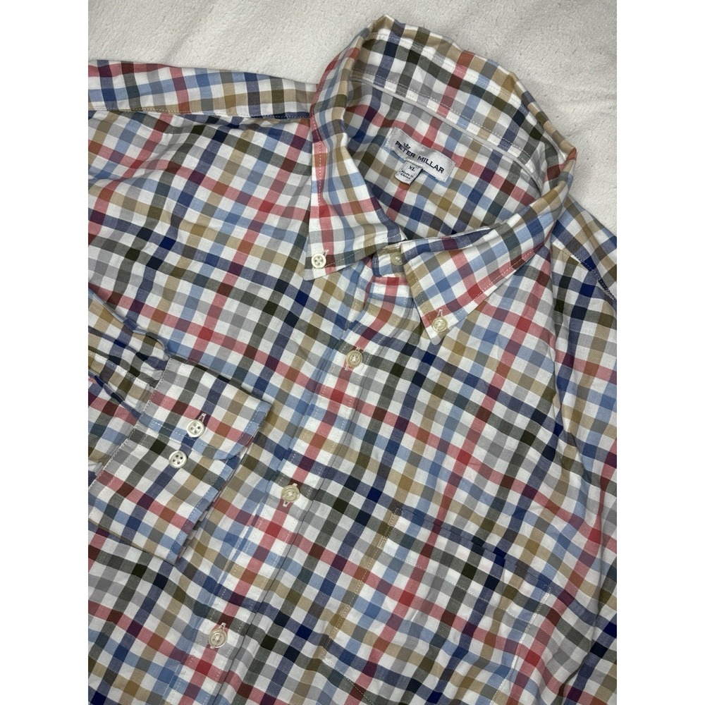 Peter Millar Men's Multicolor‎ Check Long Sleeve Button Down Shirt Size XL